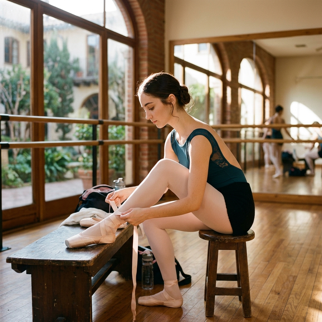 Ballet and contemporary dancer preparing for rehearsal