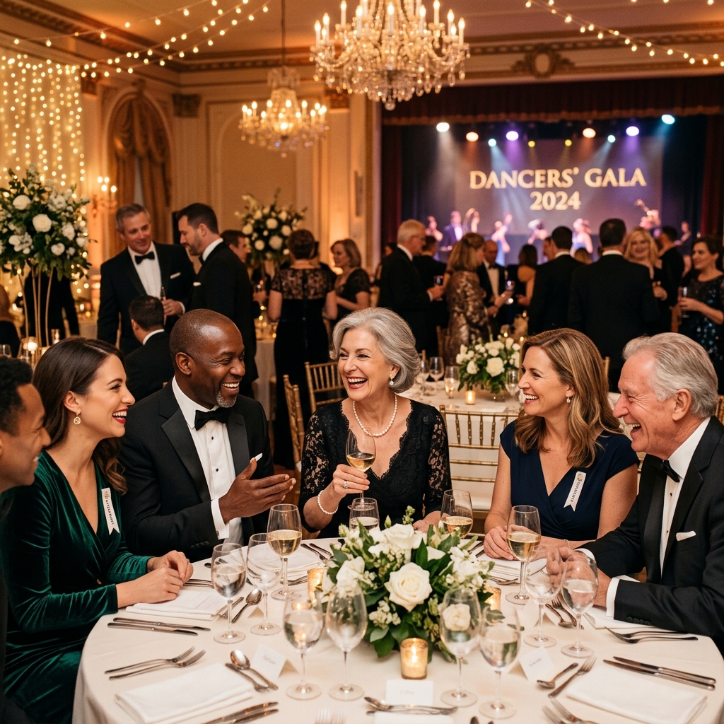 Supporters, patrons, and volunteers at a STEPPS charity gala for dancers